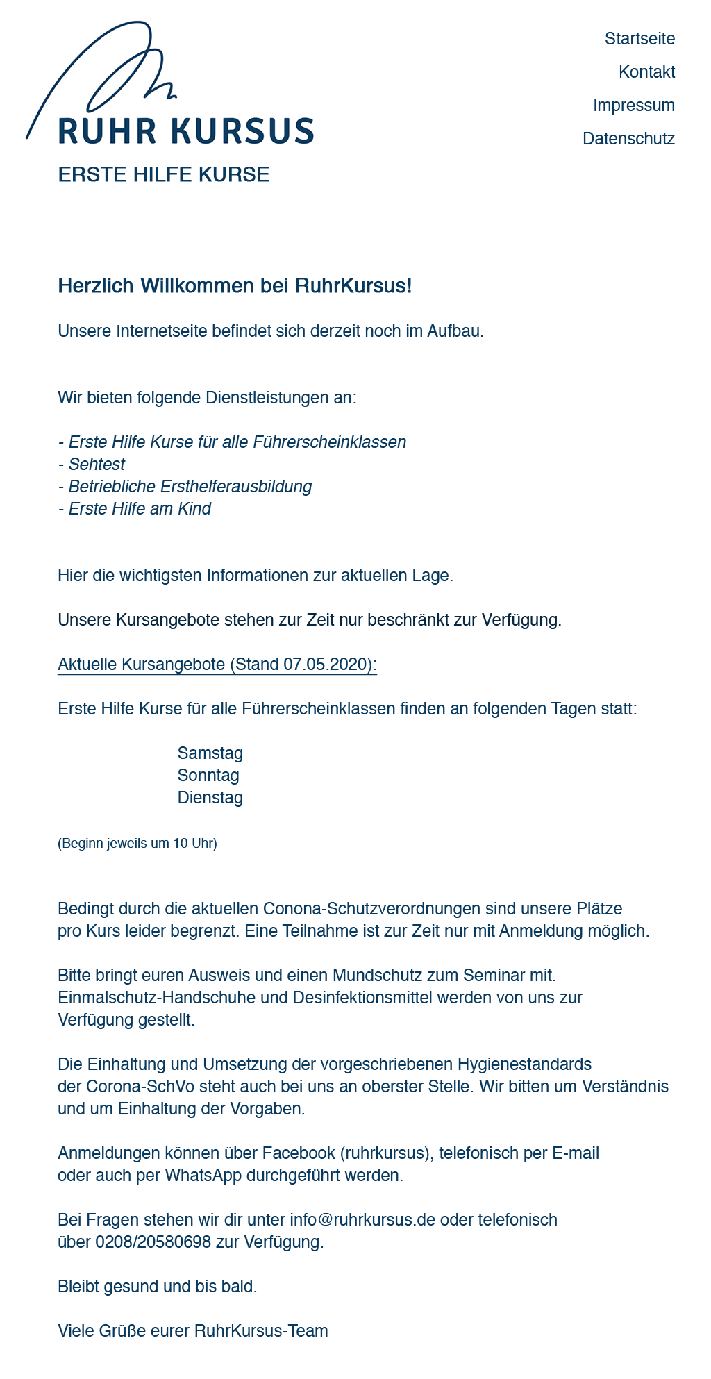 Ruhrkursus Startseite